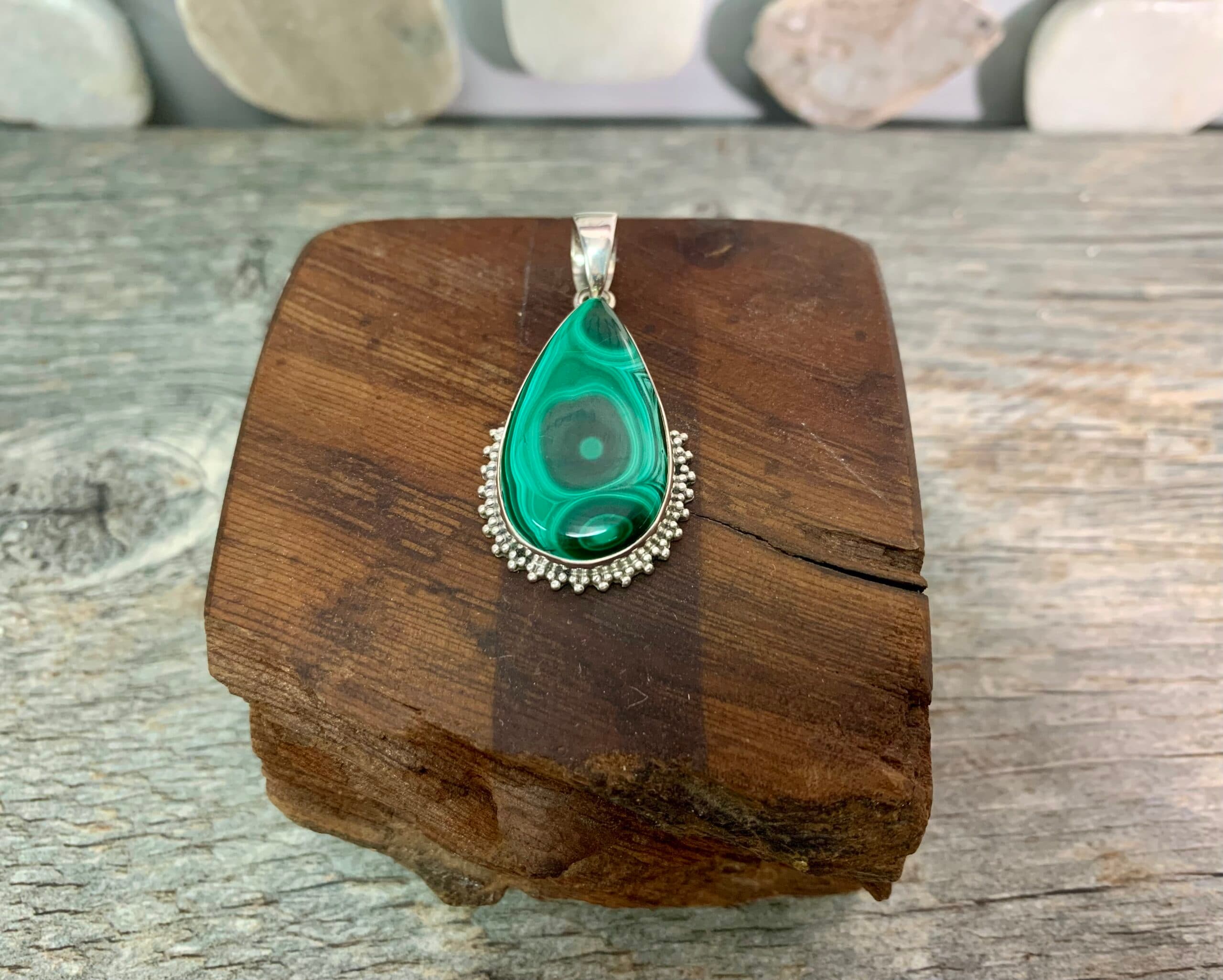 Malachite Bali Teardrop Pendant