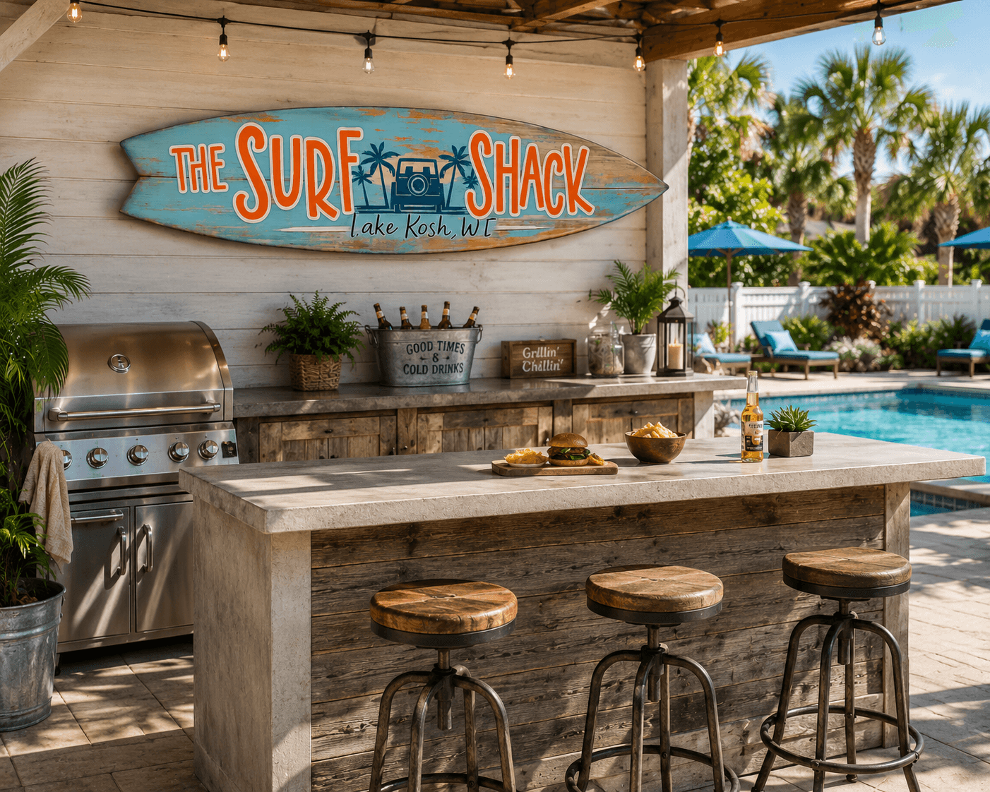 Lake Kosh Surf Shack Surf Board Wall Accent