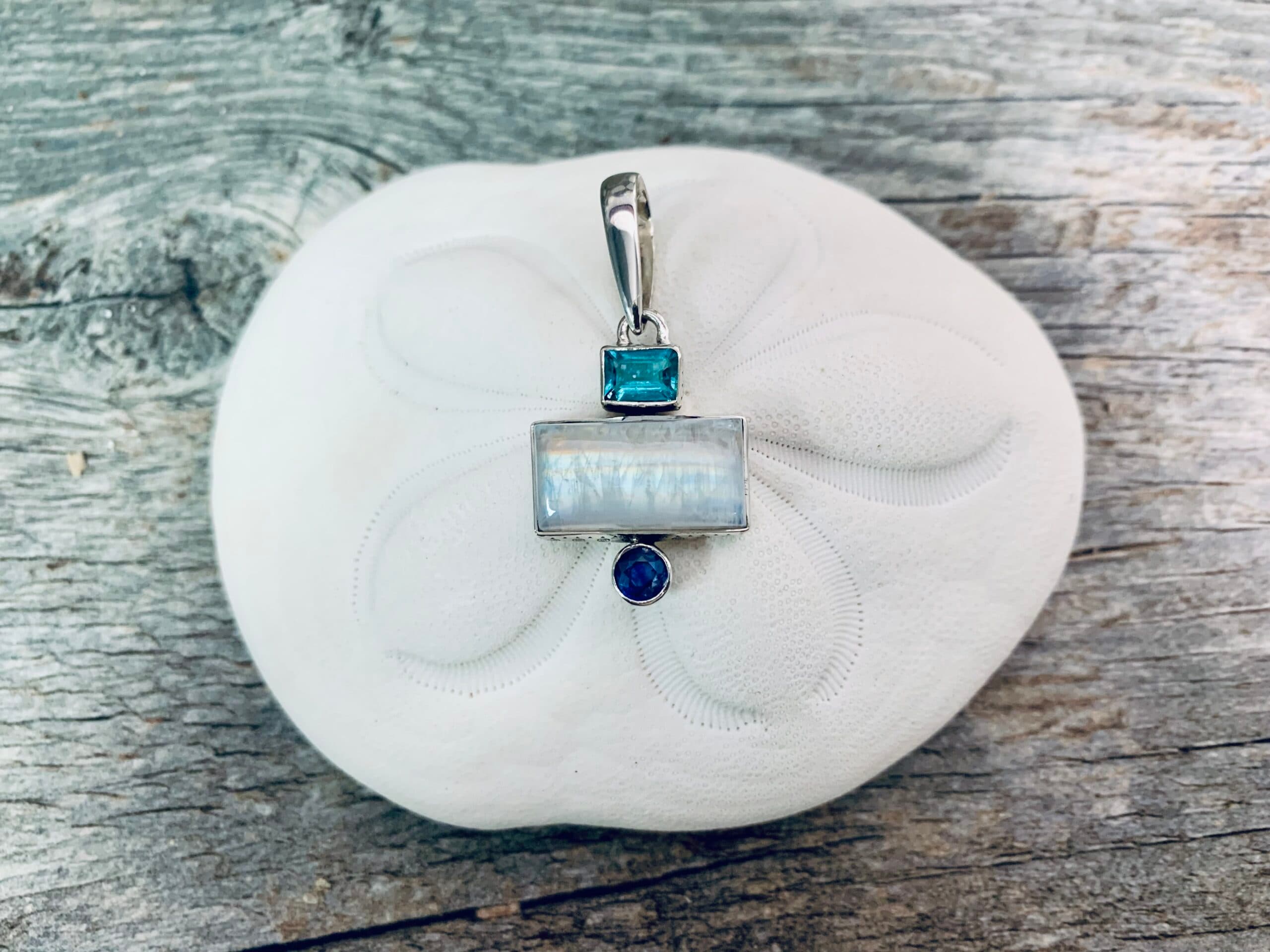 Moonstone Apatite Kyanite Pendant