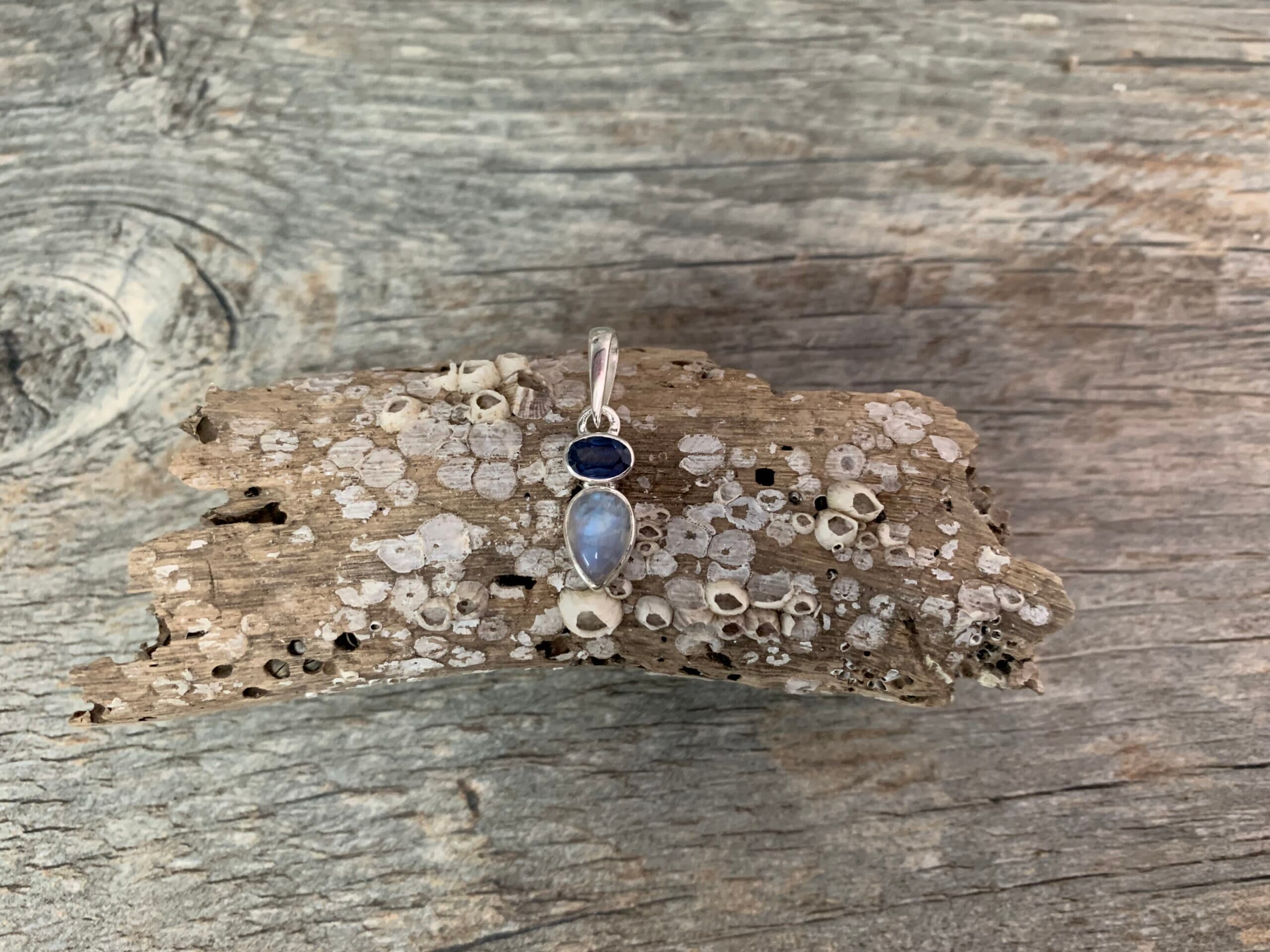 Kyanite and Moonstone Teardrop Pendant