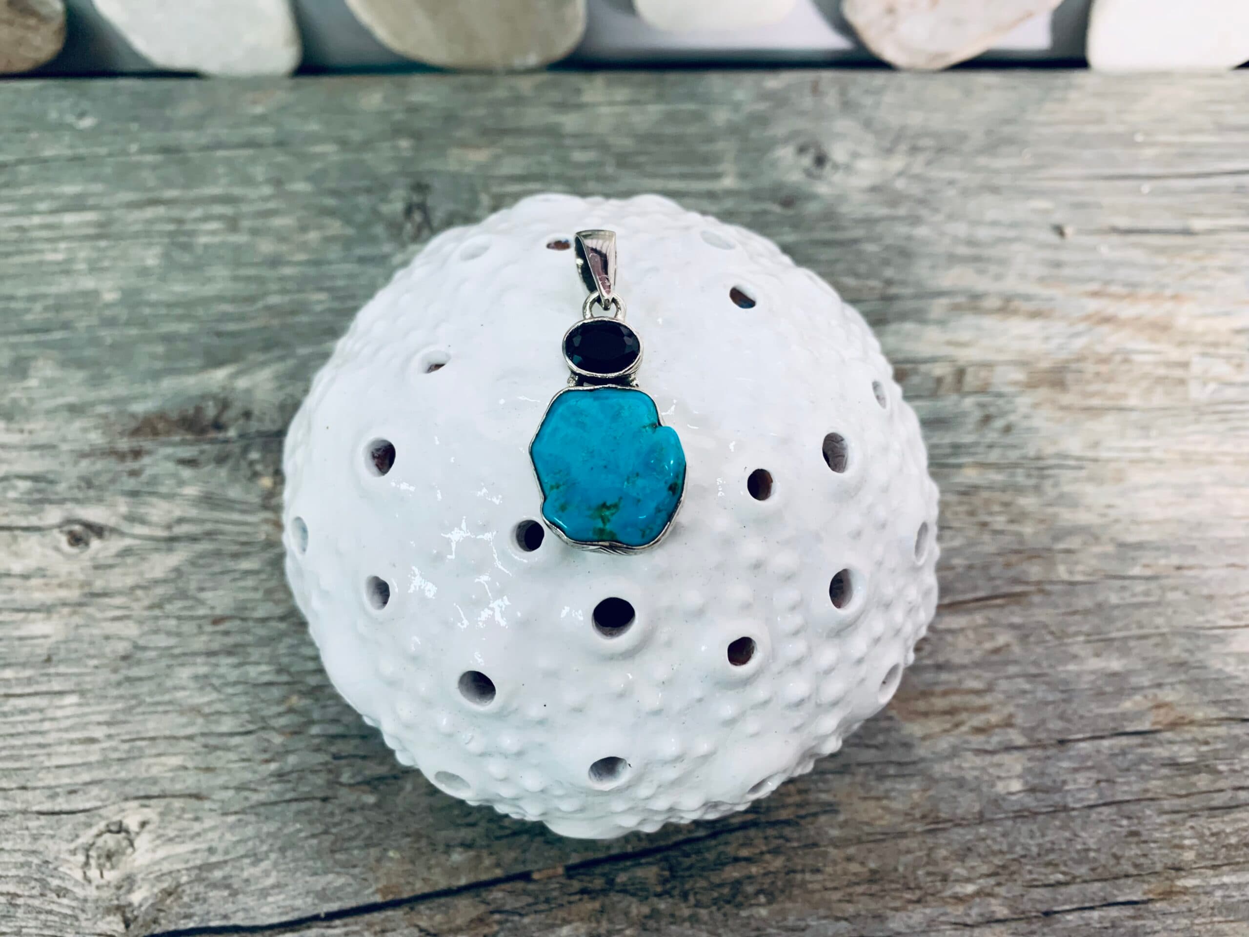 Turquoise Spinel Earth Treasure Pendant