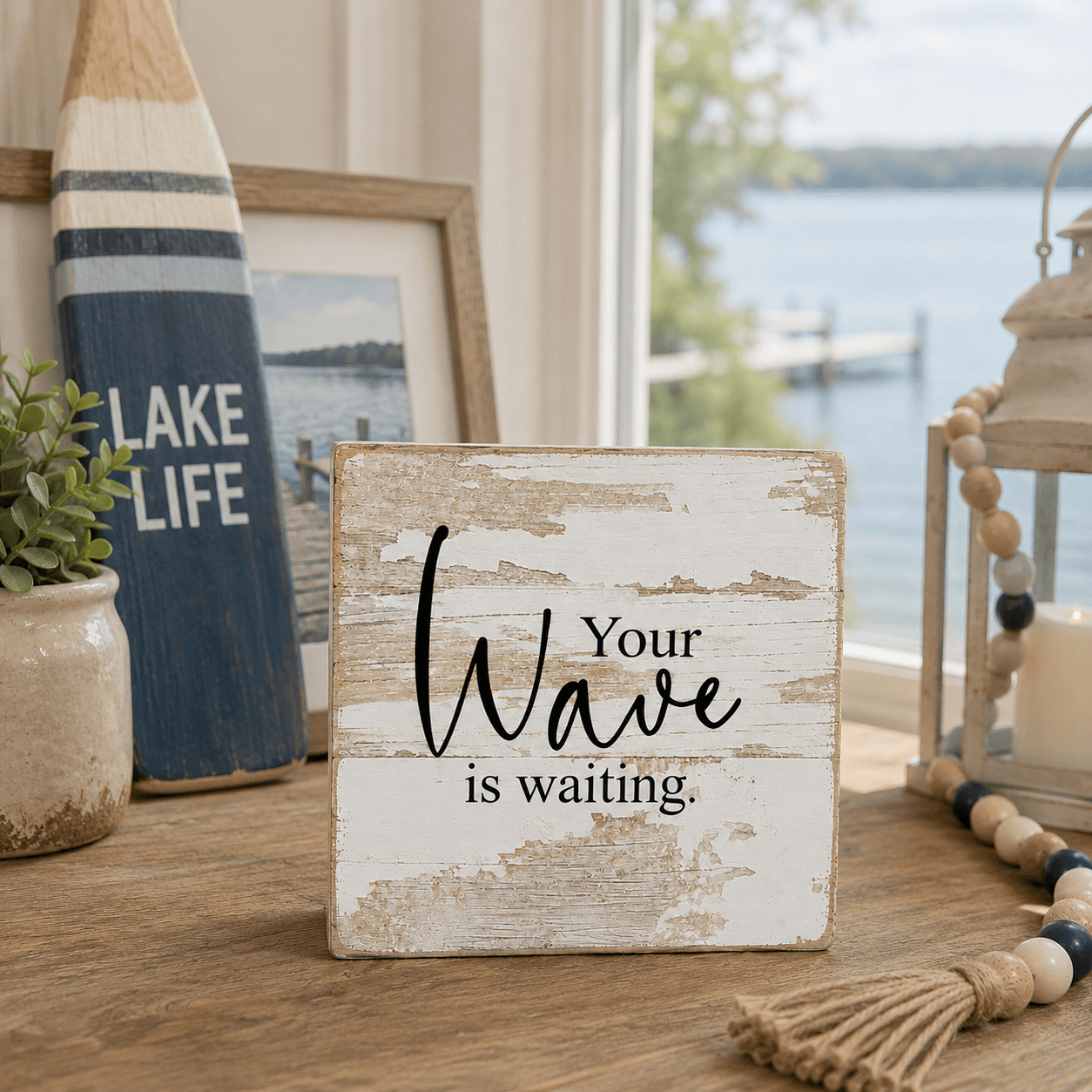 Your Wave is Waiting - White Reclaimed with Black Print