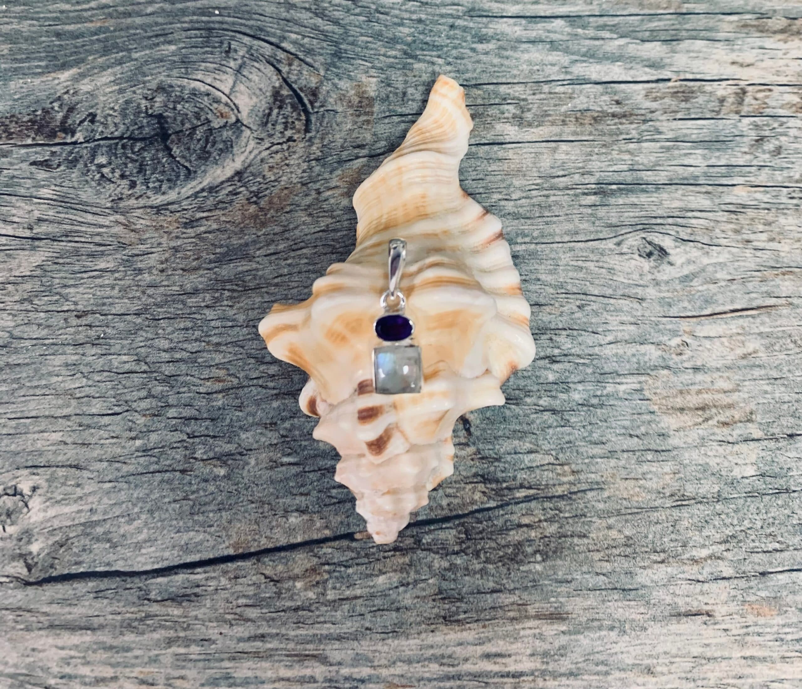 Amethyst & Moonstone Square Pendant
